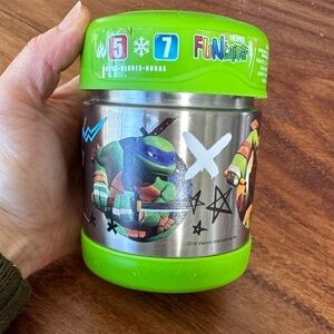 Thermos FunTainer Ninja Turtle Design - Green and Silver